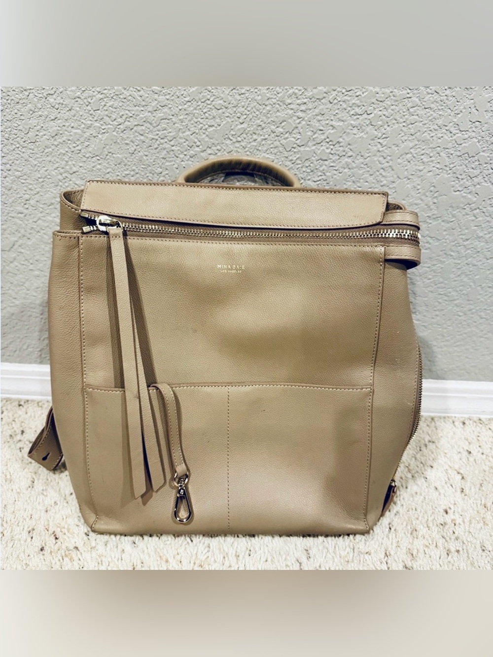 Mina Baie Harper Midi Leather Backpack